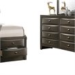 Simo 5pc Queen Bedroom Set w Bookcase Headboard- 2 Nightstands- Gray