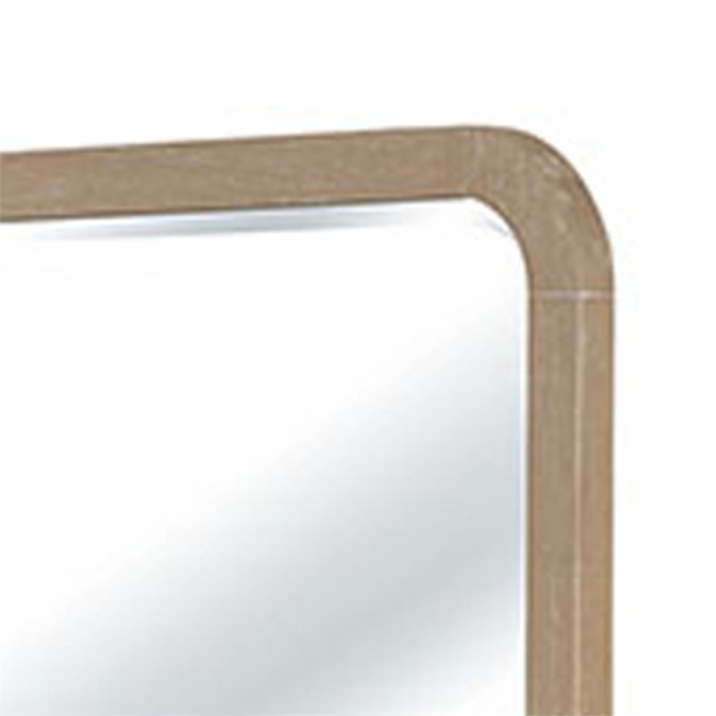 Tanya Dresser Mirror- Beveled Curved Edge- Natural Brown Wood 40x46