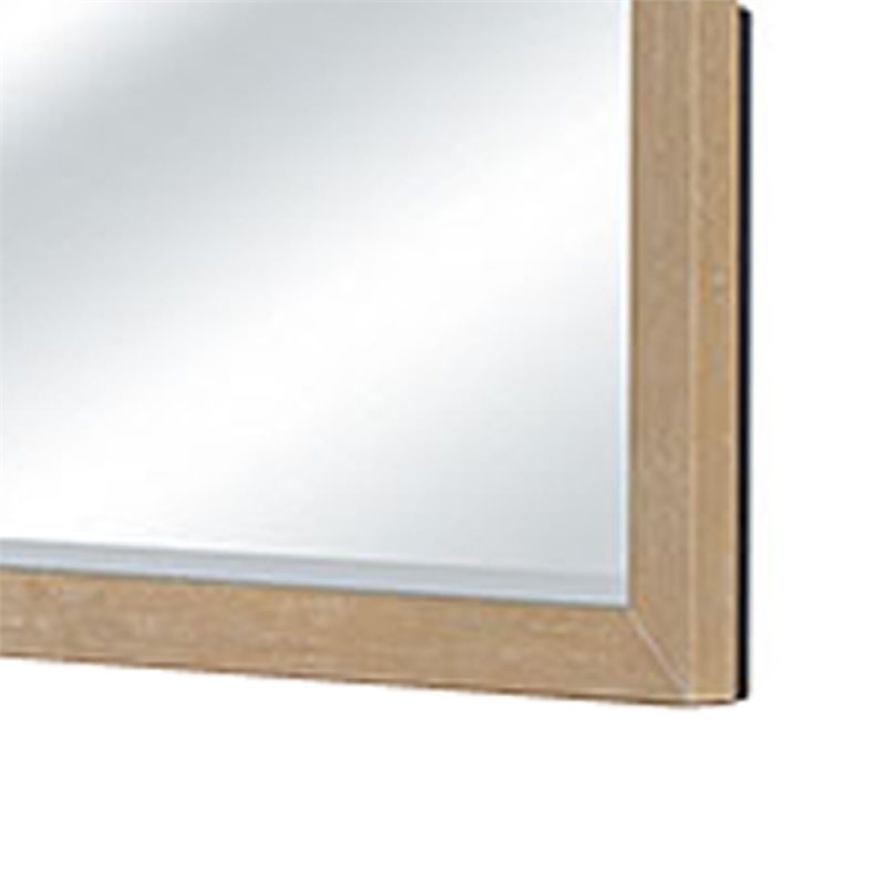 Tanya Dresser Mirror- Beveled Curved Edge- Natural Brown Wood 40x46