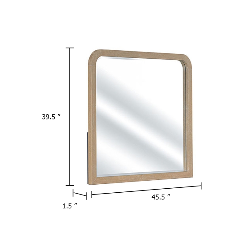 Tanya Dresser Mirror- Beveled Curved Edge- Natural Brown Wood 40x46