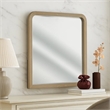Tanya Dresser Mirror- Beveled Curved Edge- Natural Brown Wood 40x46