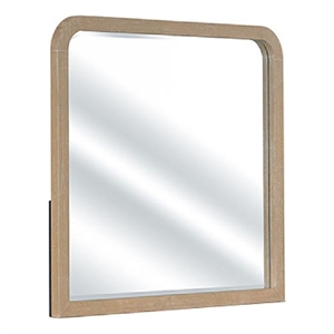 Tanya Dresser Mirror- Beveled Curved Edge- Natural Brown Wood 40x46