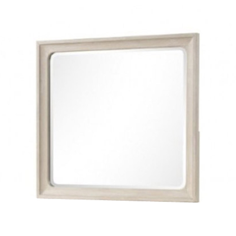 Rozie Dresser Mirror- Bevelled Accents- Light Brown Solid Wood 36x40