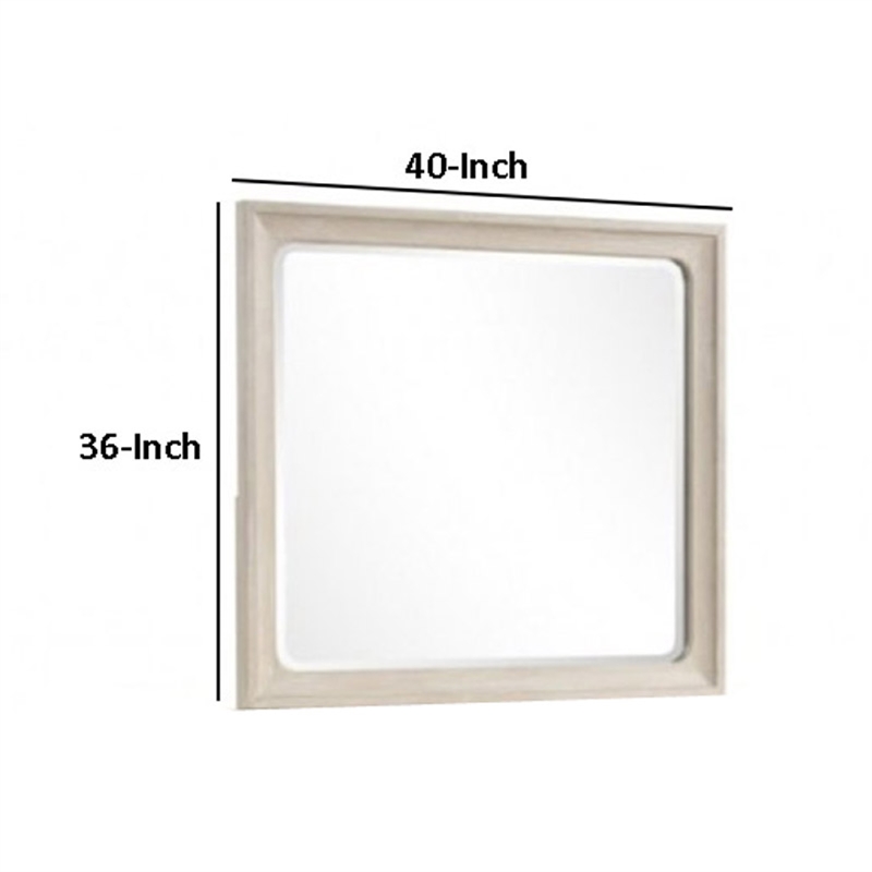 Rozie Dresser Mirror- Bevelled Accents- Light Brown Solid Wood 36x40