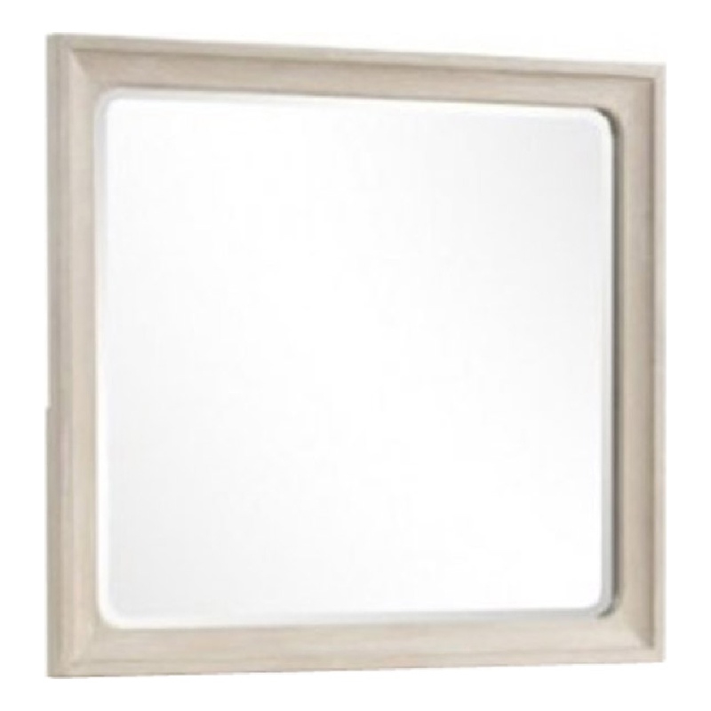 Rozie Dresser Mirror- Bevelled Accents- Light Brown Solid Wood 36x40