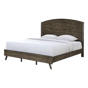 Roxy Queen Bed with Mid-Century Modern Design- Walnut Brown Okume
