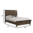 Blie Queen Bed with Built-In Footboard Bench- Rustic Brown Solid Wood