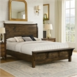 Blie Queen Bed with Built-In Footboard Bench- Rustic Brown Solid Wood