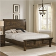 Blie Queen Bed with Built-In Footboard Bench- Rustic Brown Solid Wood