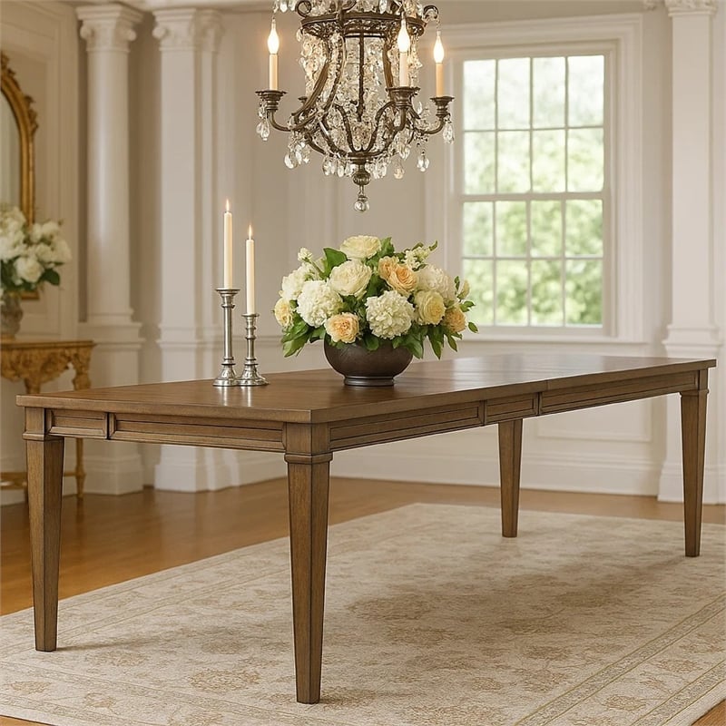 Henry Dining Table- 78-96 Inch Extendable Leaf- Vintage Mocha Brown