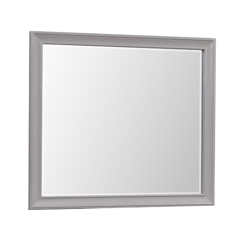 Limi Dresser Mirror- Brushed Gray Solid Acacia Wood- 43 Inch