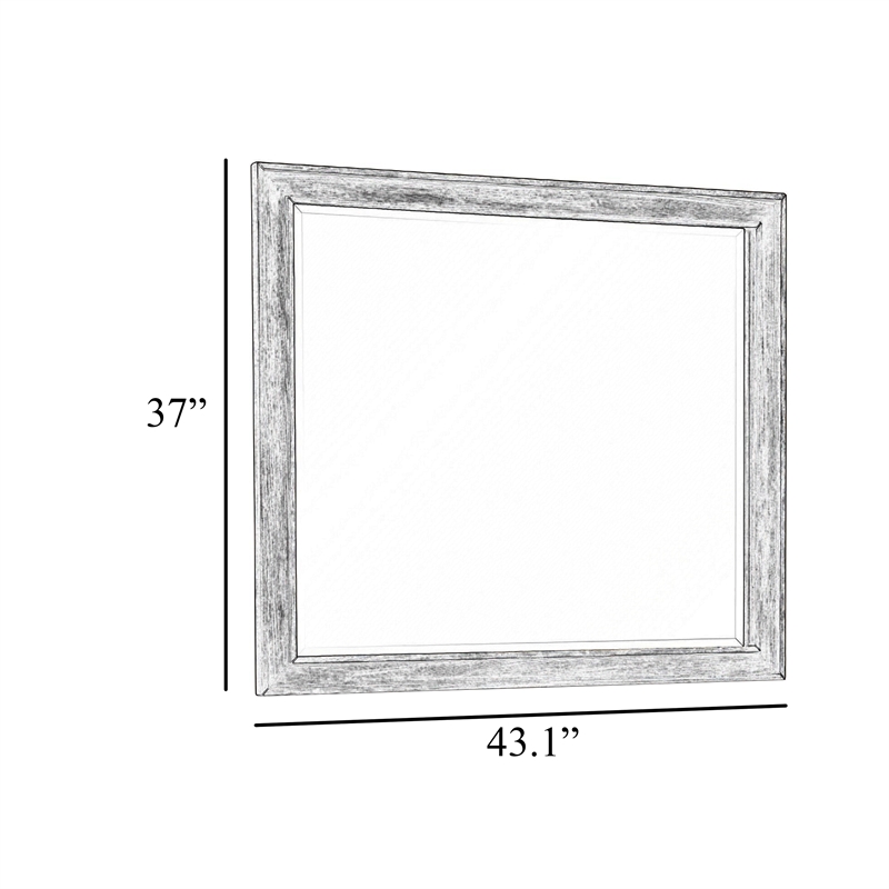 Limi Dresser Mirror- Brushed Gray Solid Acacia Wood- 43 Inch