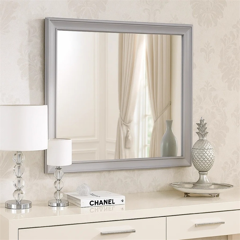 Limi Dresser Mirror- Brushed Gray Solid Acacia Wood- 43 Inch