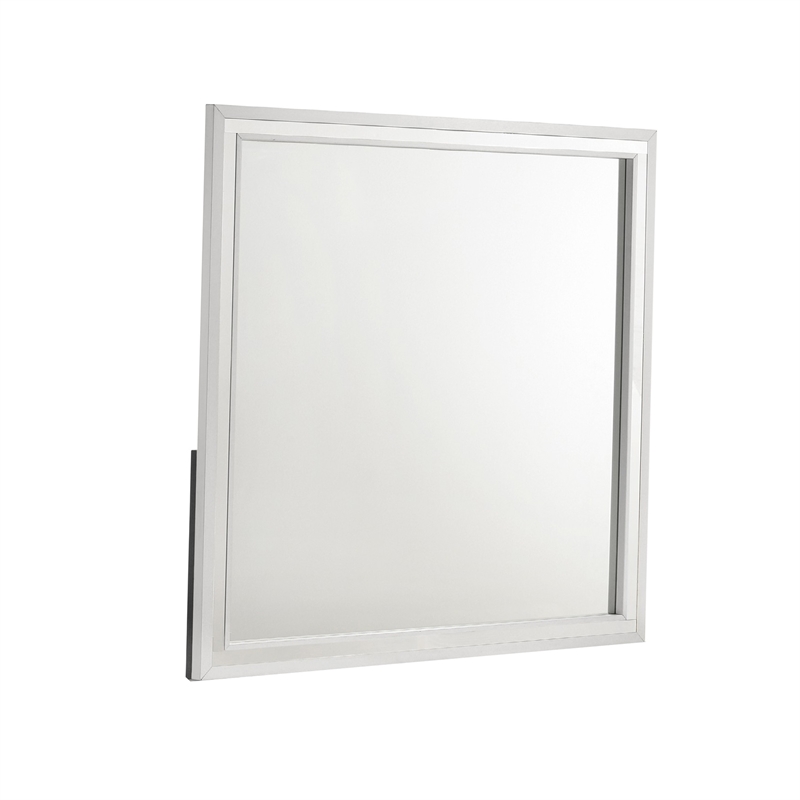 Ruo Dresser Mirror- 40 Inch Square Frame- Low Distortion- Glossy White