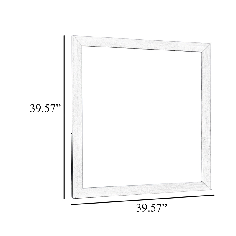 Ruo Dresser Mirror- 40 Inch Square Frame- Low Distortion- Glossy White