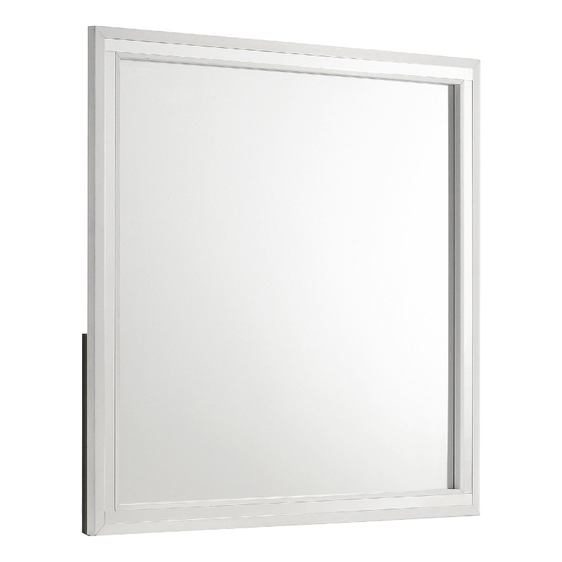 Ruo Dresser Mirror- 40 Inch Square Frame- Low Distortion- Glossy White