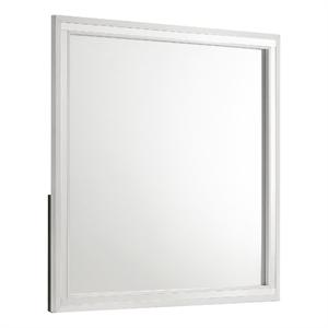 Ruo Dresser Mirror- 40 Inch Square Frame- Low Distortion- Glossy White
