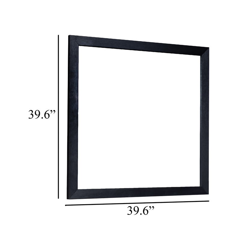 Theo Dresser Mirror- 40 Inch Square Black Frame- Beveled Low Distortion