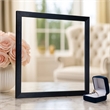 Theo Dresser Mirror- 40 Inch Square Black Frame- Beveled Low Distortion