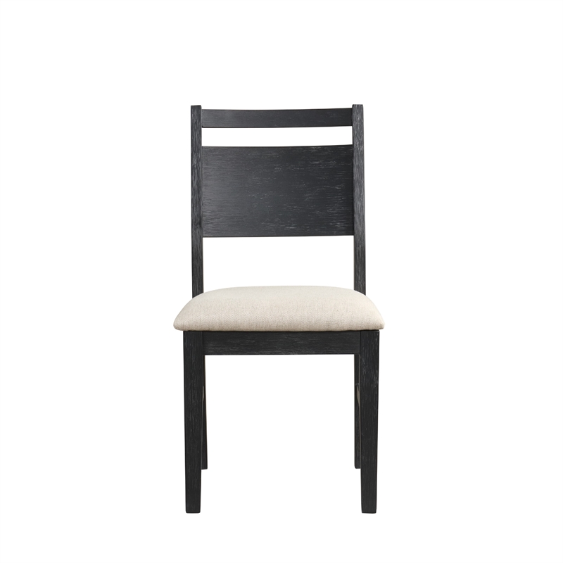 Saby Dining Side Chair Set of 2- White Padded Seat- Black Frame
