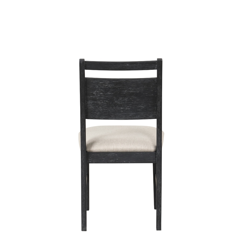 Saby Dining Side Chair Set of 2- White Padded Seat- Black Frame