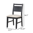 Saby Dining Side Chair Set of 2- White Padded Seat- Black Frame