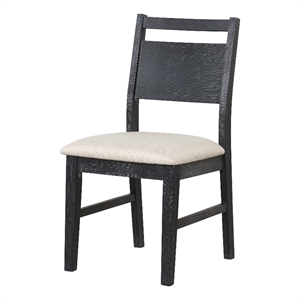 Saby Dining Side Chair Set of 2- White Padded Seat- Black Frame