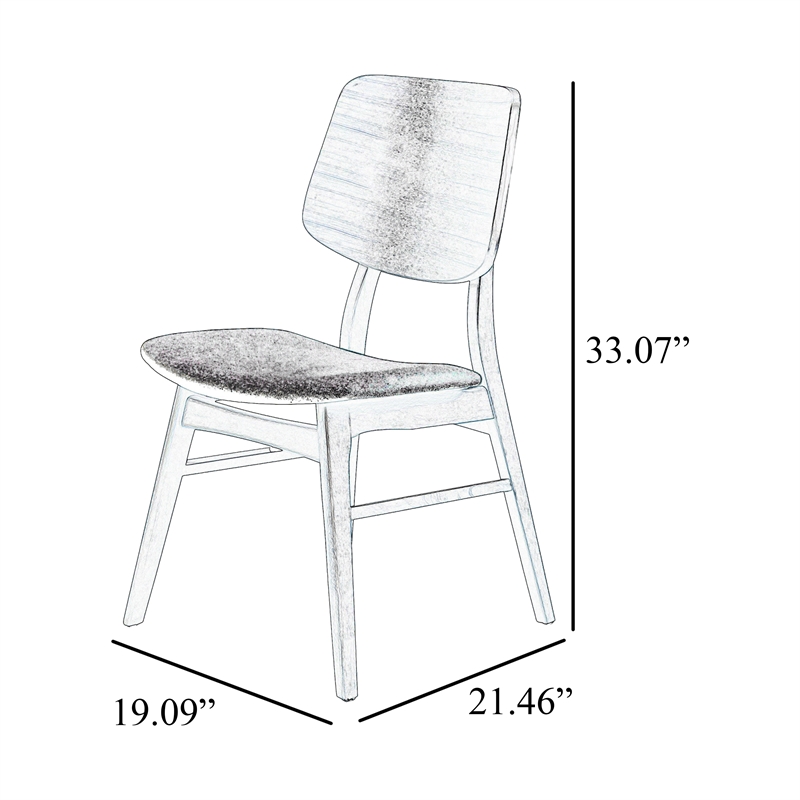 Scar Dining Side Chair Set of 2- Dark Gray Seat- Walnut Brown Wood