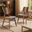 Scar Dining Side Chair Set of 2- Dark Gray Seat- Walnut Brown Wood