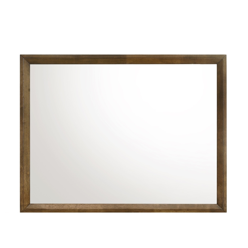 Lary Dresser Mirror- 45 Inch Rectangular Frame- Walnut Brown Okume Veneer