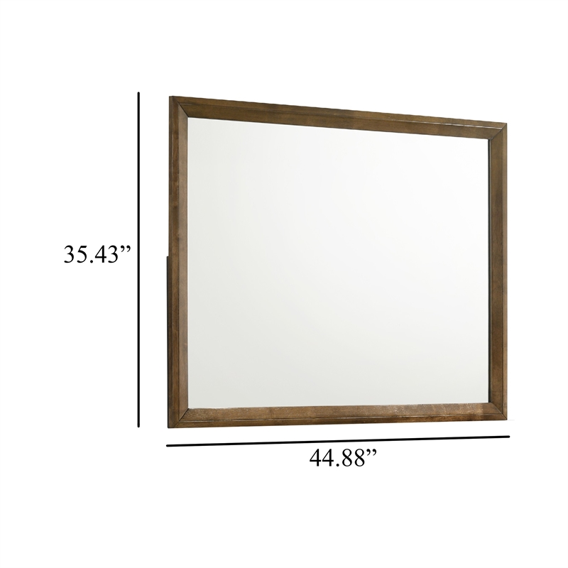 Lary Dresser Mirror- 45 Inch Rectangular Frame- Walnut Brown Okume Veneer