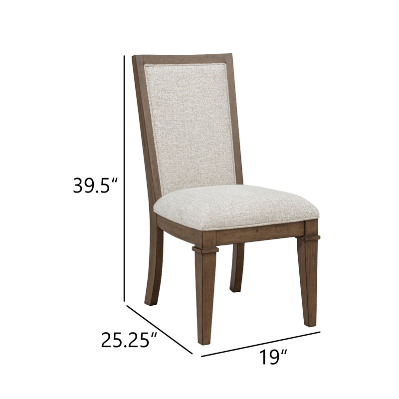 Henry Dining Side Chair Set of 2- Beige Polyester- Vintage Mocha Brown