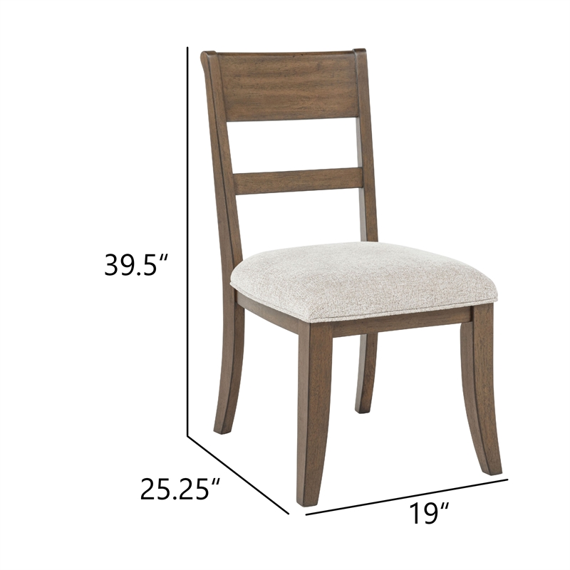 Henry Dining Side Chair Set of 2- Slat Back- Vintage Mocha Brown & Beige