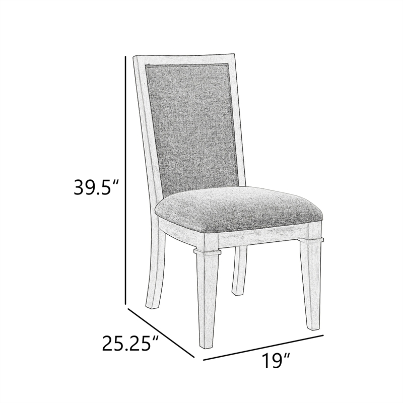 Henry Dining Side Chair Set of 2- Beige Polyester- Vintage Light Cream