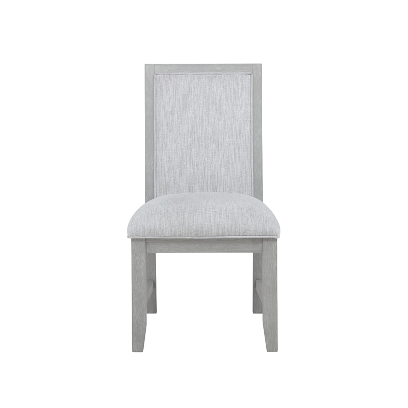 Ion Dining Side Chair Set of 2- Mist Gray Polyester & Solid Rubberwood