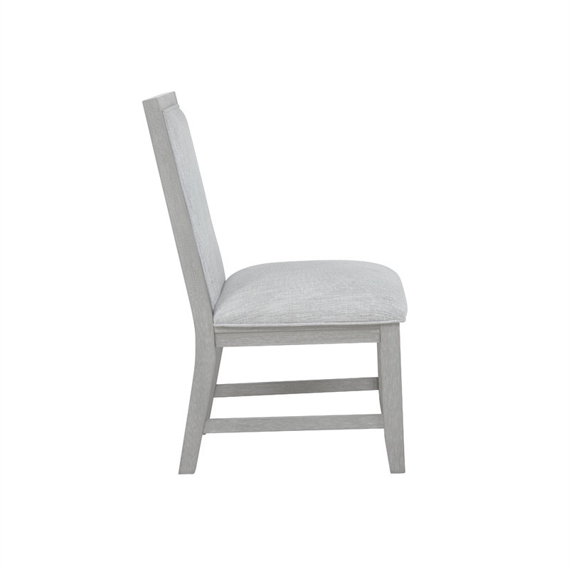 Ion Dining Side Chair Set of 2- Mist Gray Polyester & Solid Rubberwood