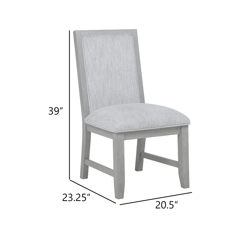 Ion Dining Side Chair Set of 2- Mist Gray Polyester & Solid Rubberwood