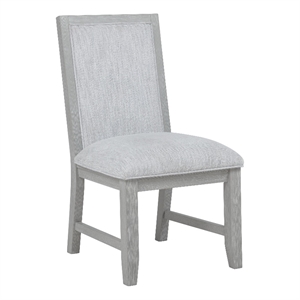 Ion Dining Side Chair Set of 2- Mist Gray Polyester & Solid Rubberwood