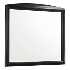 Sevy Dresser Mirror- Curved Top- Onyx Black Solid Rubberwood- 41x46