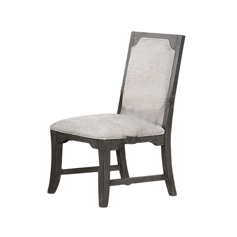 Leslee Dining Side Chair Set of 2- Gray Polyester- Sculpted Tall Back