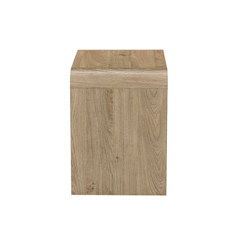 Maria Bedside Table Nightstand- 2 Drawers- Natural Beige Waterfall Edges