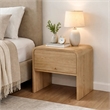 Maria Bedside Table Nightstand- 2 Drawers- Natural Beige Waterfall Edges