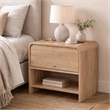 Maria Bedside Table Nightstand- 2 Drawers- Natural Beige Waterfall Edges