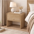 Maria Bedside Table Nightstand- 2 Drawers- Natural Beige Waterfall Edges