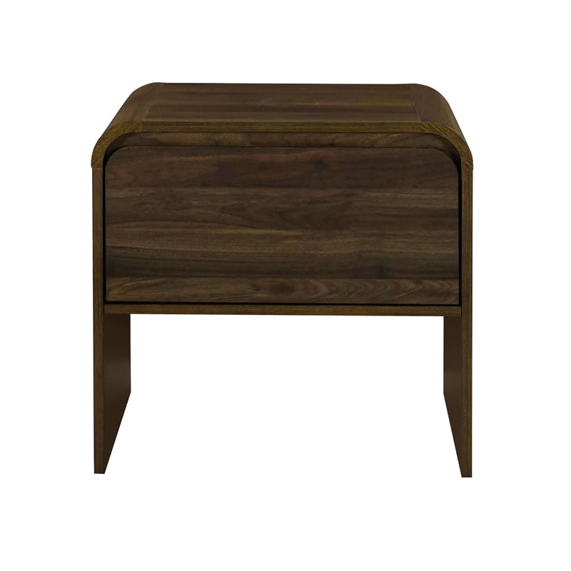 Maria Bedside End Table- 2 Drawers- Walnut Brown Waterfall Edges