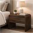 Maria Bedside End Table- 2 Drawers- Walnut Brown Waterfall Edges