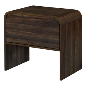 Maria Bedside End Table- 2 Drawers- Walnut Brown Waterfall Edges