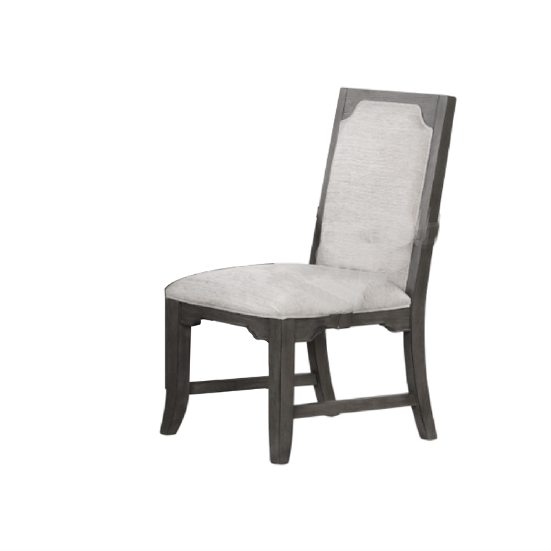 Leslee Dining Armchair Set of 2- Gray Polyester- Sculpted Tall Back