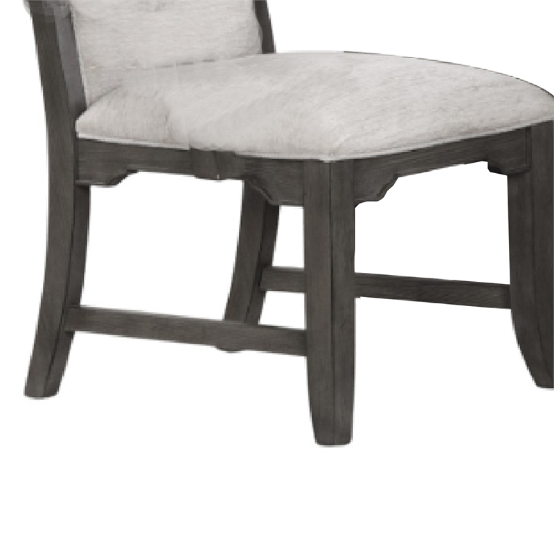 Leslee Dining Armchair Set of 2- Gray Polyester- Sculpted Tall Back