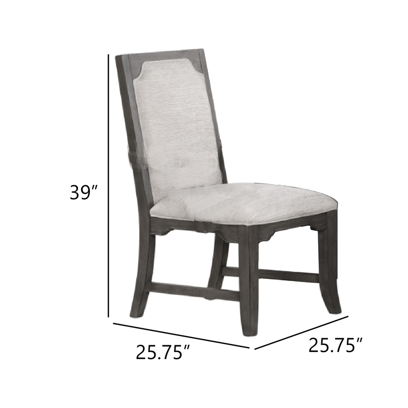 Leslee Dining Armchair Set of 2- Gray Polyester- Sculpted Tall Back